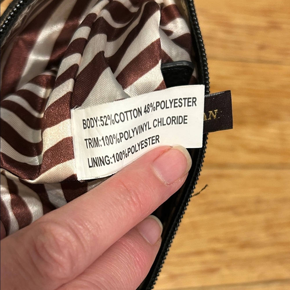 Dana Buchman Black/Tan Zebra Crossbody Bag Purse DB Logo Lined Adjustable Strap - Picture 8 of 9